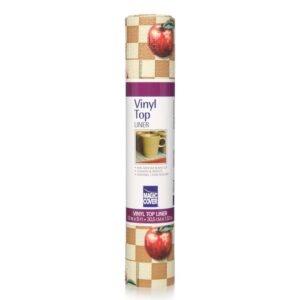 magic cover vinyl top non-adhesive shelf liner 12-inch 5-feet apple check pack of 6 multi color
