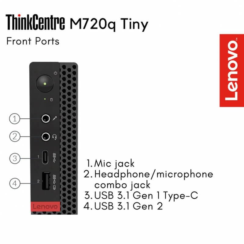 Lenovo ThinkCentre M720q Tiny Micro Tower Desktop, Intel Core i5-8500T, 8GB RAM, 256GB SSD, Windows 10 Pro (Renewed)