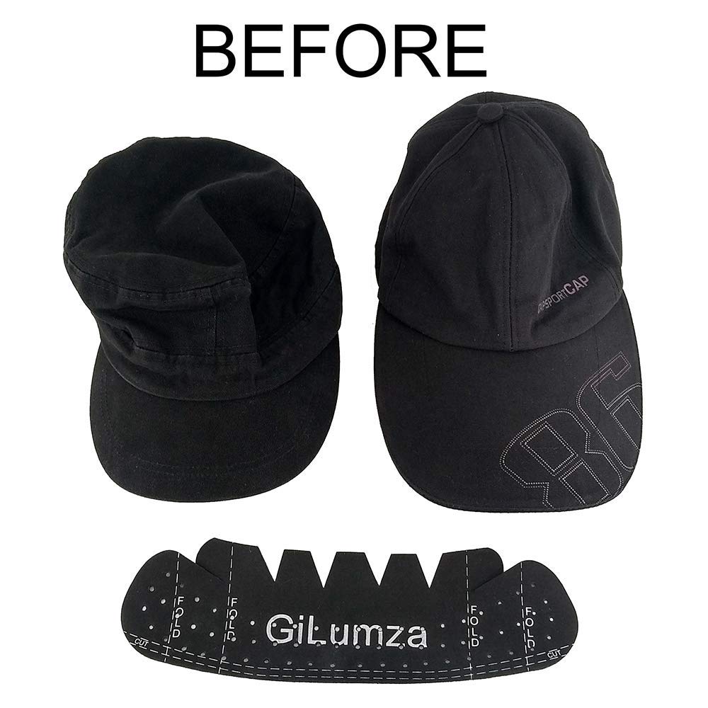 Gilumza (Upgrade) 4pk Black Baseball Caps Inserts Strip Crown Flexible & Long Lasting Hat Shaper Plastic Hat Liner Support for Snapback Caps Fitted Caps Ball Sports Caps and More, 4 PK