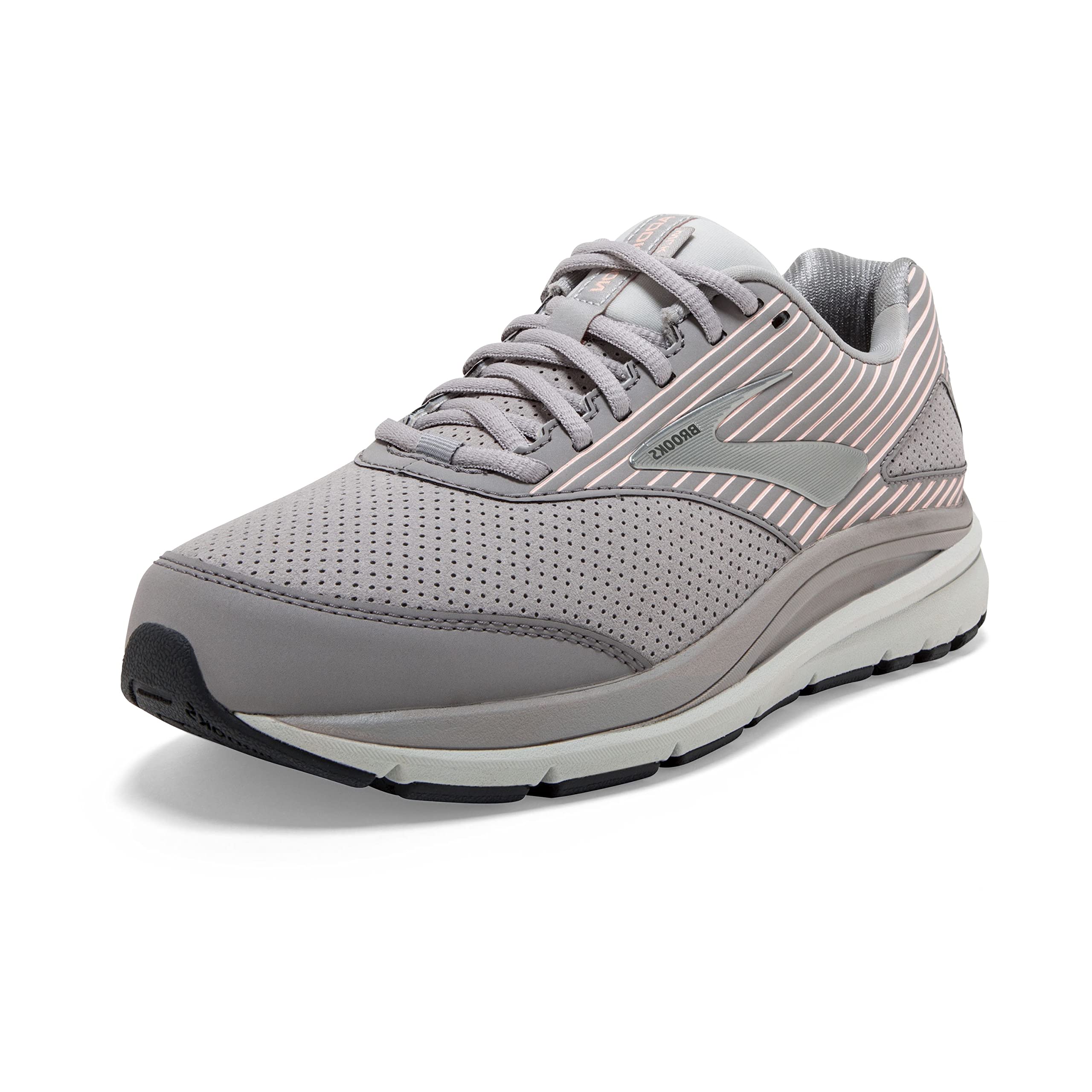 Brooks Women's Addiction Walker Suede Walking Shoe - Alloy/Oyster/Peach - 8.5 Wide