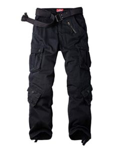 trgpsg men's wild cargo pants, camo pants cotton casual work hiking pants with 8 pockets(no belt) 5337 black 32
