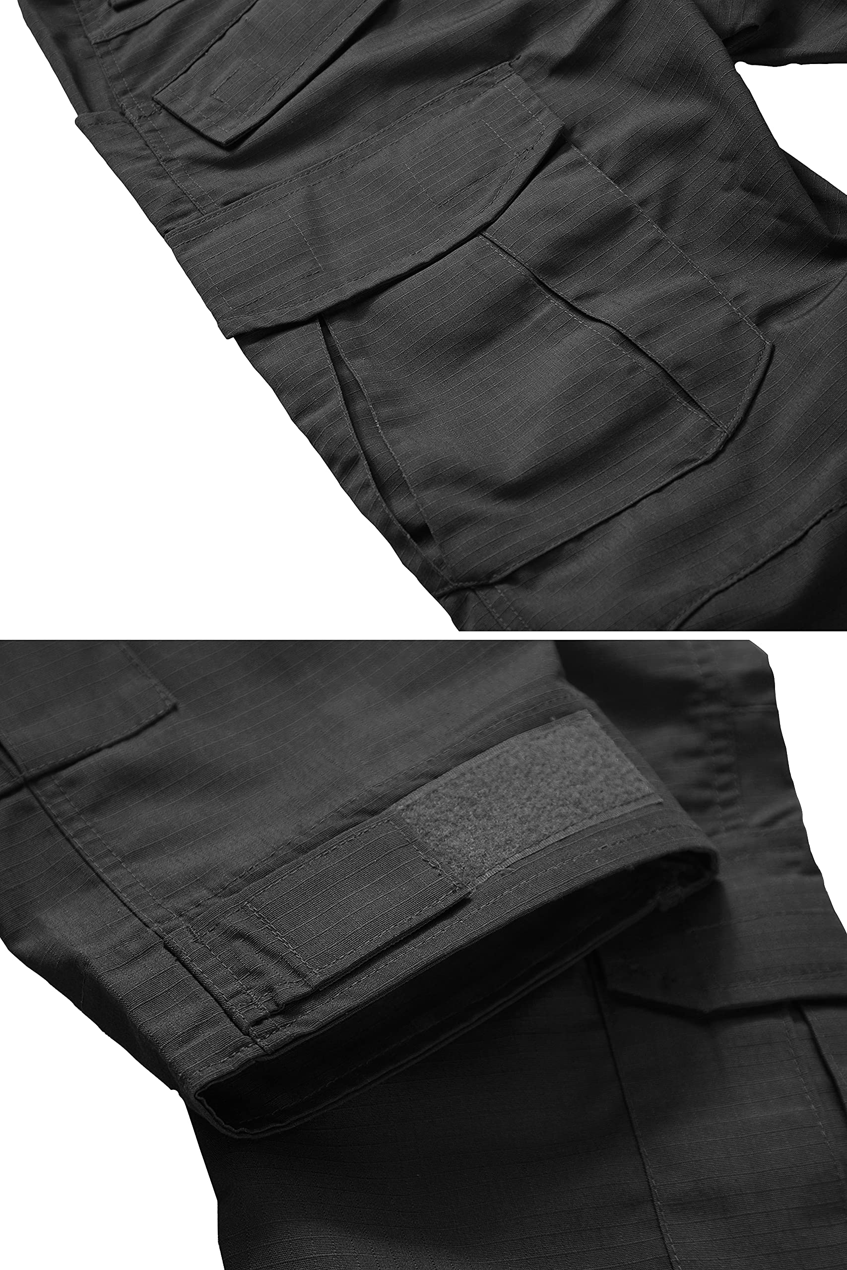 TRGPSG Men's Hiking Pants, Ripstop Camo Cargo Pants, Multi-Pocket Casual Work Pants WG3F Black 38