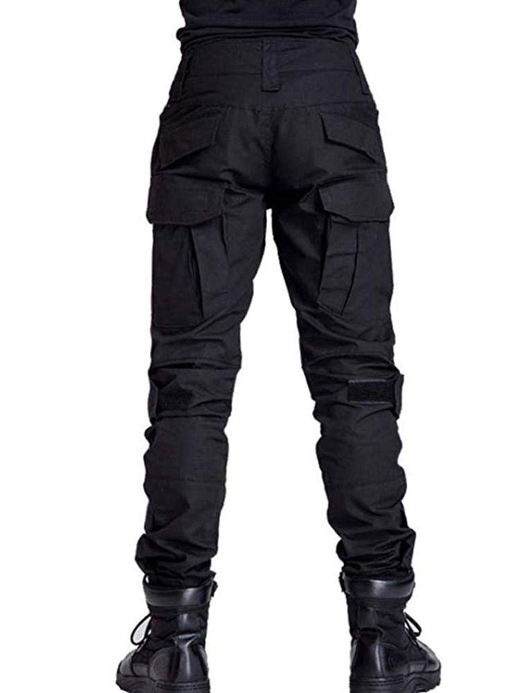 TRGPSG Men's Hiking Pants, Ripstop Camo Cargo Pants, Multi-Pocket Casual Work Pants WG3F Black 38