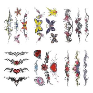 Flowers Butterfly Body Waist Waterproof Fake Temporary Tattoo Stickers Woman