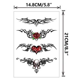 Flowers Butterfly Body Waist Waterproof Fake Temporary Tattoo Stickers Woman