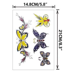 Flowers Butterfly Body Waist Waterproof Fake Temporary Tattoo Stickers Woman