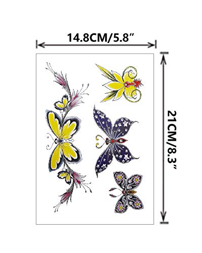 Flowers Butterfly Body Waist Waterproof Fake Temporary Tattoo Stickers Woman