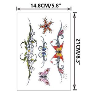 Flowers Butterfly Body Waist Waterproof Fake Temporary Tattoo Stickers Woman