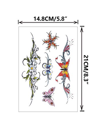 Flowers Butterfly Body Waist Waterproof Fake Temporary Tattoo Stickers Woman