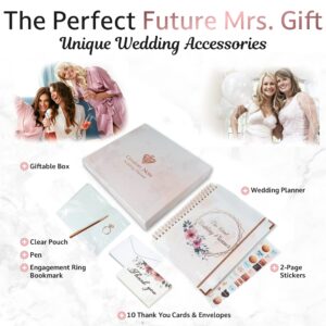 Wedding Planner Book Rose Gold - Ideal Bridal Planning Journal Set with Checklists, Undated Calendar, Accessories, Luxury Box & Online Tools - Perfect Future Mrs Gifts