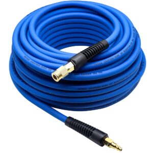 YOTOO Hybrid Air Hose 3/8-Inch by 100-Feet 300 PSI Heavy Duty, Lightweight, Kink Resistant, All-Weather Flexibility with 1/4-Inch Industrial Quick Coupler Fittings, Bend Restrictors, Blue