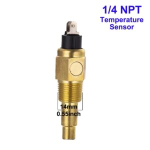Knowtek 1/4 NPT 14mm Thread Diesel Engine Oil Water Temperature Sensor 120 C Alarm Brass Universal 6V-24V for Generator VDO Type