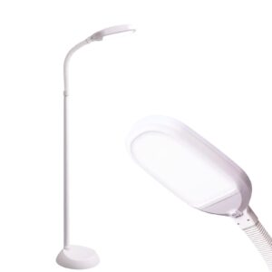 umpool bright led floor lamp with hi-off-low switch 2-level brightness 12w 63 inches tall for living room & bedroom reading, repair, crafts, sewing etc. (white)