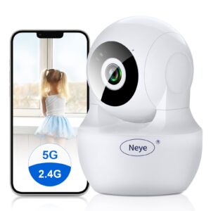 wifi security home camera，baby monitor wireless ip camera with night vision two way audio cloud storage， supports 5g wifi，up to 128gb（white） indoor camera