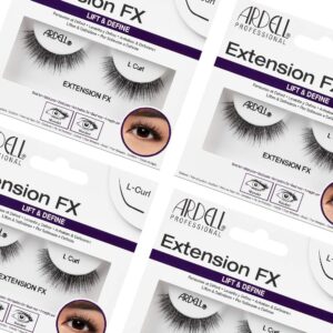 Ardell Extension FX L Curl False Eye Lashes to Lift & Define Eyes, 4 pack