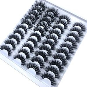 HBZGTLAD 20 pairs 3D Mink Lashes Natural False Eyelashes Dramatic Volume Fake Lashes Makeup Eyelash Extension Silk Eyelashes(F082)