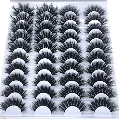 HBZGTLAD 20 pairs 3D Mink Lashes Natural False Eyelashes Dramatic Volume Fake Lashes Makeup Eyelash Extension Silk Eyelashes(F082)