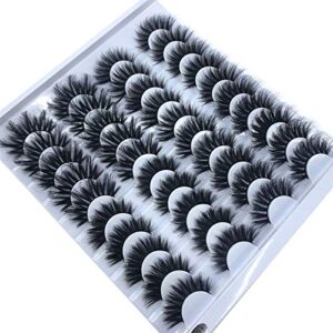 HBZGTLAD 20 pairs 3D Mink Lashes Natural False Eyelashes Dramatic Volume Fake Lashes Makeup Eyelash Extension Silk Eyelashes(F082)