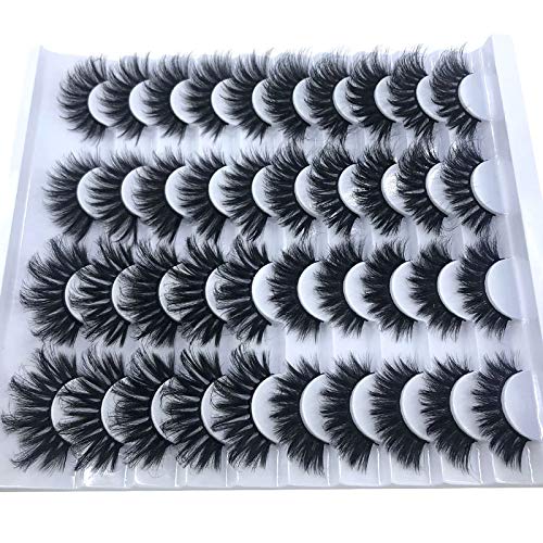 HBZGTLAD 20 pairs 3D Mink Lashes Natural False Eyelashes Dramatic Volume Fake Lashes Makeup Eyelash Extension Silk Eyelashes(F082)