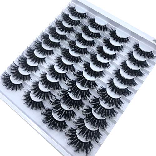 HBZGTLAD 20 pairs 3D Mink Lashes Natural False Eyelashes Dramatic Volume Fake Lashes Makeup Eyelash Extension Silk Eyelashes(F082)