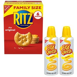 ritz original crackers and easy cheese cheddar snack variety pack, 1 family size box & 2 cans