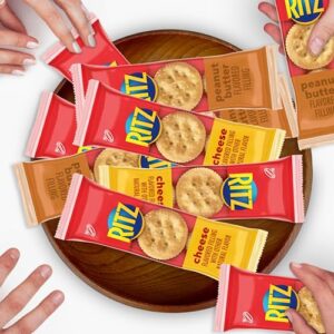 RITZ Peanut Butter Sandwich Cracker Snacks and Cheese Sandwich Crackers, Snack Crackers Variety Pack, 32 Snack Packs (6 Crackers Per Pack)