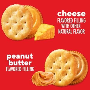 RITZ Peanut Butter Sandwich Cracker Snacks and Cheese Sandwich Crackers, Snack Crackers Variety Pack, 32 Snack Packs (6 Crackers Per Pack)