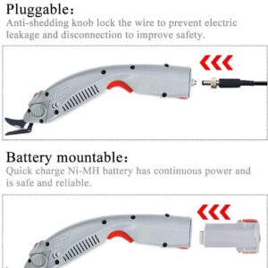 MXBAOHENG Electric Scissors Fabric Cutter Wbt-1 Rechargeable Shears Portable Cloth Cutter w/ 2 Batteries and Blades for Carpet/Paperboard/Leather