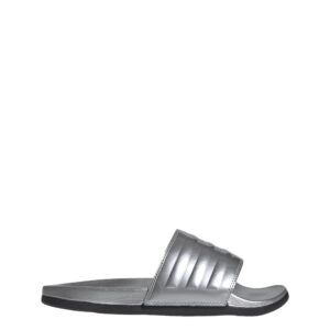 adidas women's adilette comfort slides water shoe, silver metallic/silver metallic, 9