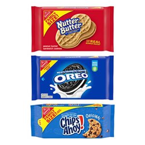 oreo, chips ahoy! & nutter butter cookies variety pack, family size, 3 packs