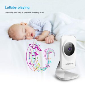 HelloBaby Video Baby Monitor with Camera and Audio, 5" Color LCD Screen, Monitor Camera, Infrared Night Vision, Temperature Display, Lullaby, Two Way Audio and VOX Mode