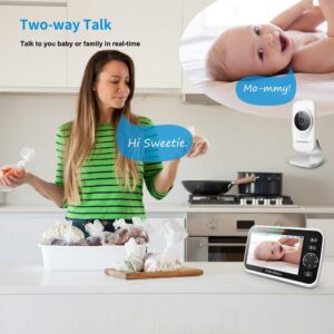 HelloBaby Video Baby Monitor with Camera and Audio, 5" Color LCD Screen, Monitor Camera, Infrared Night Vision, Temperature Display, Lullaby, Two Way Audio and VOX Mode