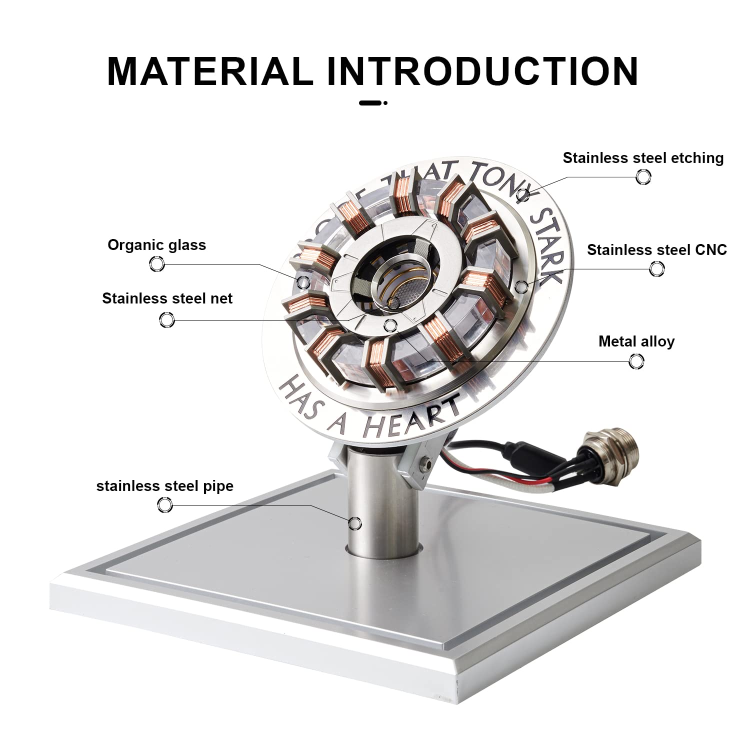 New Version 1:1 Iron Man Arc Reactor MK2, with LED Light,Touch Sensitive, No Remote Control Required,Totally Easy Assembly，USB Charge (with Display Case)