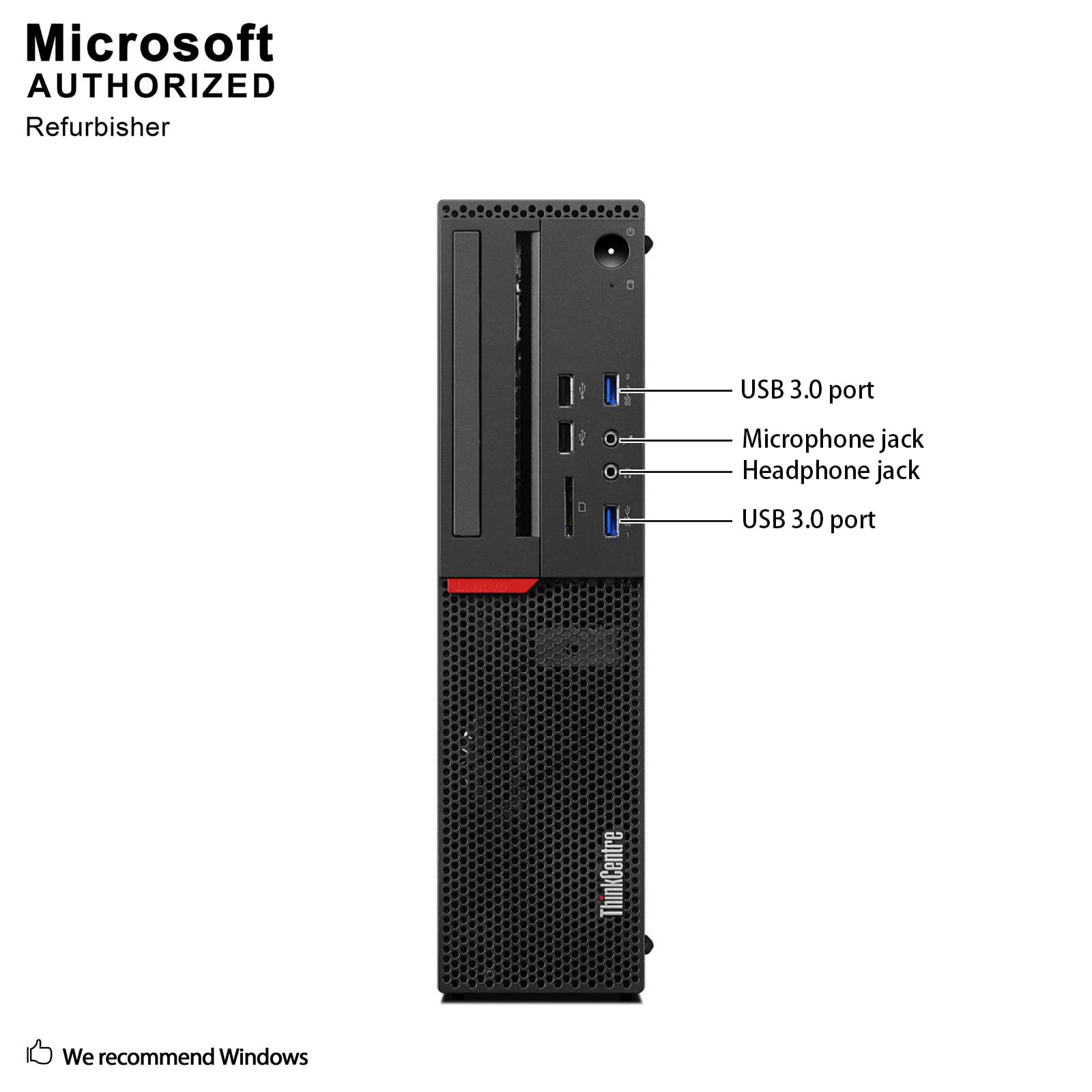 Lenovo ThinkCentre M900 Small Form Factor PC, Intel Quad Core i5-6500 up to 3.6GHz, 8G DDR4, 500G, WiFi, BT 4.0, DVD, Windows 10 64-Multi-Language Support English/Spanish/French (Renewed)
