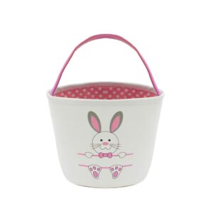 easter bunny basket for kids - canvas tote bags buckets for easter eggs (pink)