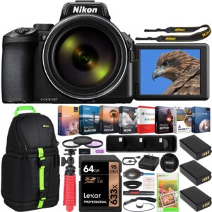 nikon coolpix p950 compact digital camera with 83x optical zoom super telephoto lens bundle including triple battery + deco gear backpack bag case + filter kit + photo video software and accessories