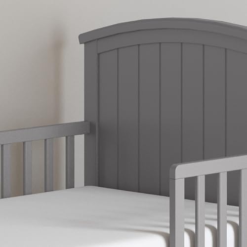 Child Craft Hampton Arch Top Toddler Bed for Kids with Guard Rails, Low to Ground Design, Made of Pinewood, Featuring Clean Lines to Match Any Décor (Cool Gray)