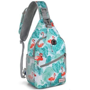 zomake sling bag for women men:small crossbody sling backpack - mini water resistant shoulder bag anti thief chest bag daypack for travel hiking outdoor sports(flamingo blue)