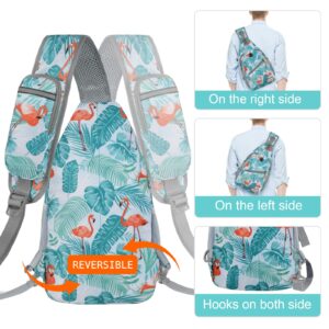 ZOMAKE Sling Bag for Women Men:Small Crossbody Sling Backpack - Mini Water Resistant Shoulder Bag Anti Thief Chest Bag Daypack for Travel Hiking Outdoor Sports(Flamingo Blue)