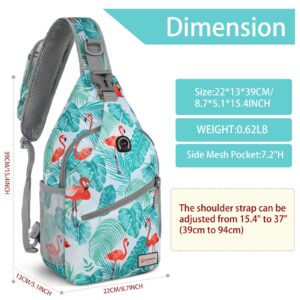 ZOMAKE Sling Bag for Women Men:Small Crossbody Sling Backpack - Mini Water Resistant Shoulder Bag Anti Thief Chest Bag Daypack for Travel Hiking Outdoor Sports(Flamingo Blue)