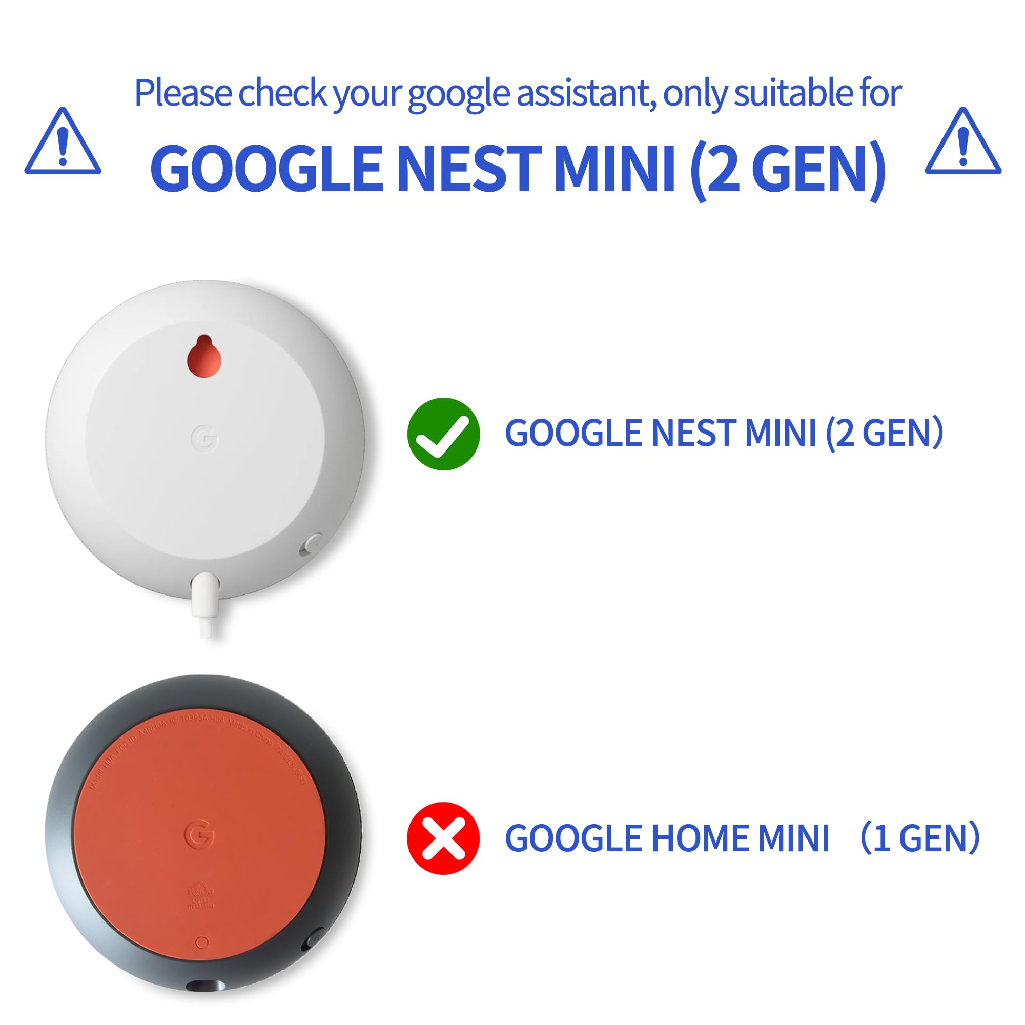 CUHIOY 2 Pack Google Nest Mini Wall Mount Holder (2nd Gen), Space-Saving Accessories with Cord Management for Google Mini Smart Speakers, Outlet Holder for Google Mini Voice Assistant (White)