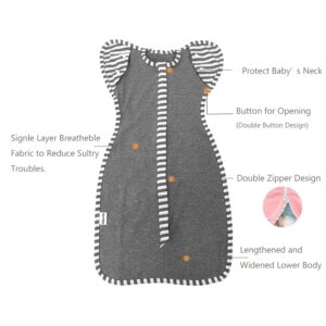 aQuooky Baby Blanket Sack with Arms Free Design,Transition to Arms Free Wearable for Newborn Girl and Boy, Small 0-3Months,Grey Color