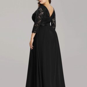 Ever-Pretty Women's Lace Sleeves Wedding Guest Dress Long Evening Bridesmaid Dress Black US24