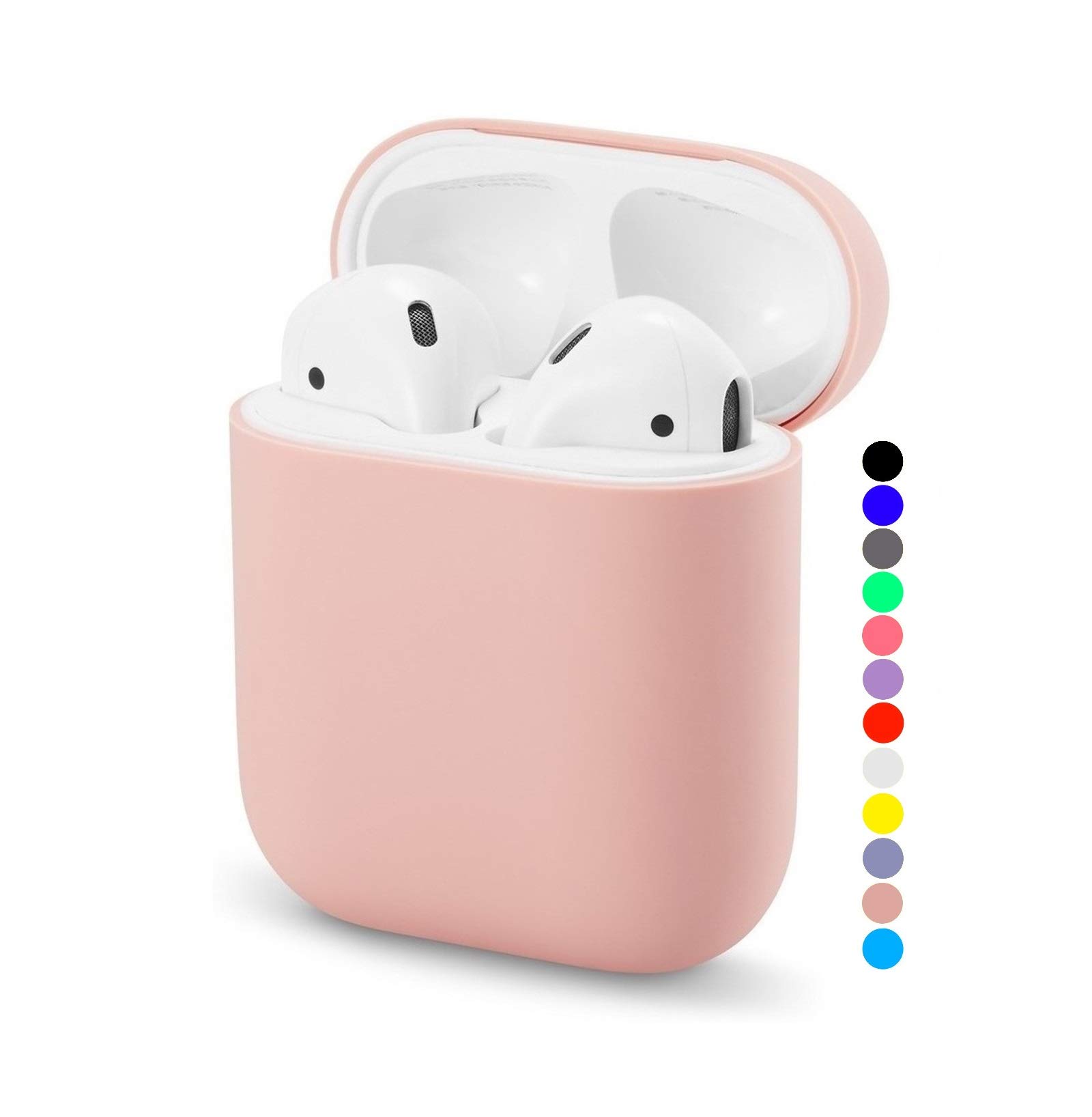 Airpods Case No Keychain,AirPods Case Cover,Full Protective Silicone AirPods Accessories Skin Cover,Compatible with Airpods 1 & 2 Case,Front LED Visible,Supports Wireless Charging(Pink)