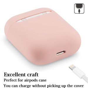 Airpods Case No Keychain,AirPods Case Cover,Full Protective Silicone AirPods Accessories Skin Cover,Compatible with Airpods 1 & 2 Case,Front LED Visible,Supports Wireless Charging(Pink)