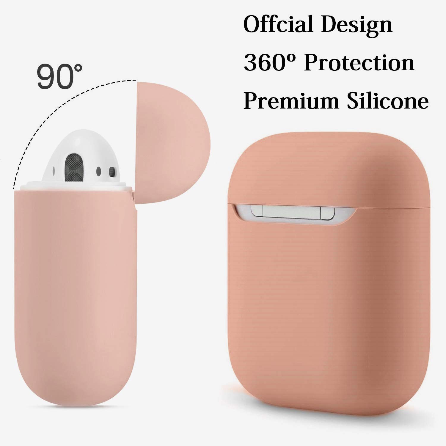 Airpods Case No Keychain,AirPods Case Cover,Full Protective Silicone AirPods Accessories Skin Cover,Compatible with Airpods 1 & 2 Case,Front LED Visible,Supports Wireless Charging(Pink)