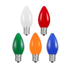 Novelty Lights 25 Pack C9 LED Ceramic Outdoor Patio Party Christmas Replacement Bulbs, Multi, 3 LED's Per Bulb, Plastic, Energy Efficient