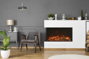 40-tru-view-xl xt - 3 sided electric fireplace 40 inch, 3-sided glass fireplace heater w/remote control & 8h timer, thermostat, black, adjustable brightness, realistic flame effects