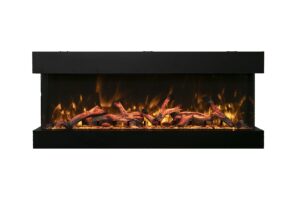 60-tru-view-xl xt - 3 sided electric fireplace 60 inch, 3-sided glass fireplace heater w/remote control & 8h timer, thermostat, black, adjustable brightness, realistic flame effects