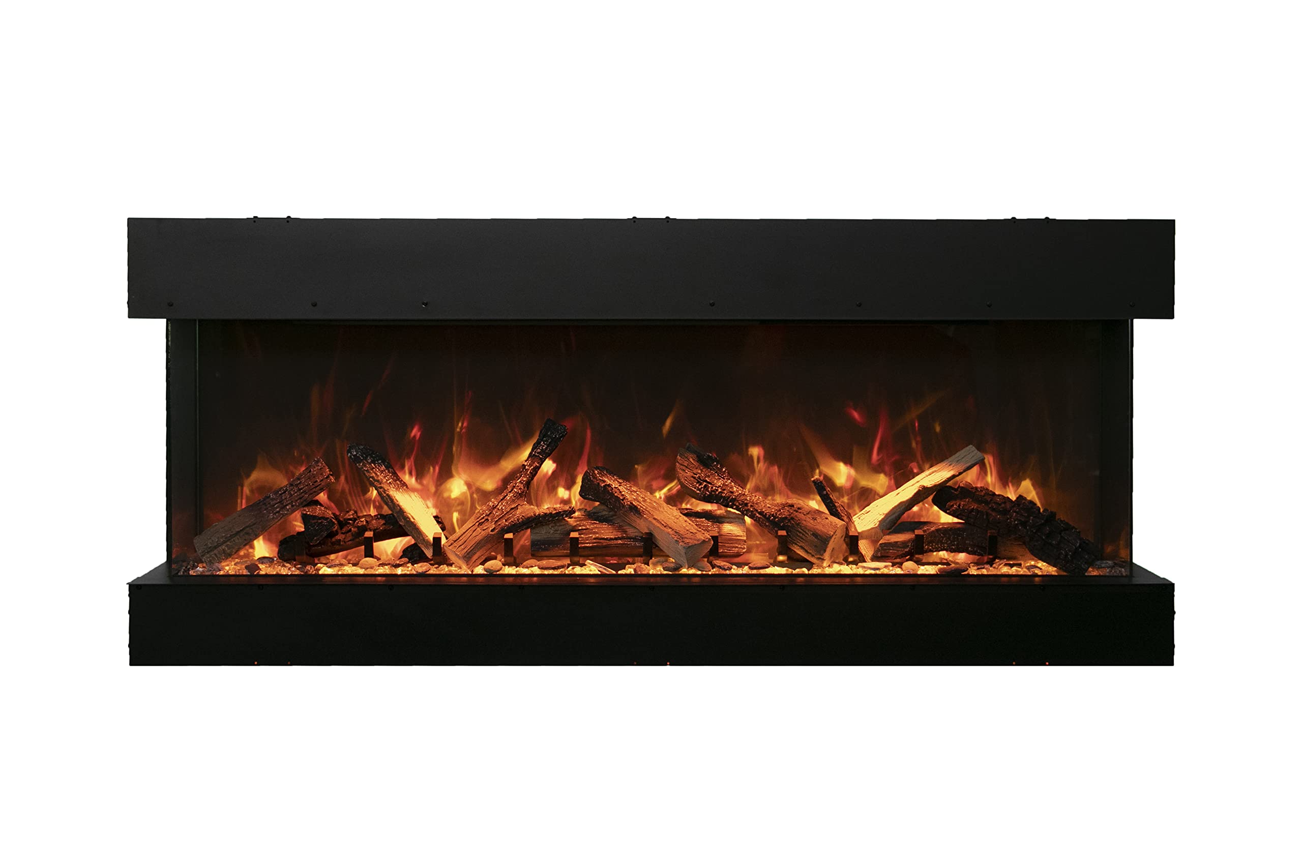 60-TRU-View-XL XT - 3 Sided Electric Fireplace 60 Inch, 3-Sided Glass Fireplace Heater w/Remote Control & 8H Timer, Thermostat, Black, Adjustable Brightness, Realistic Flame Effects